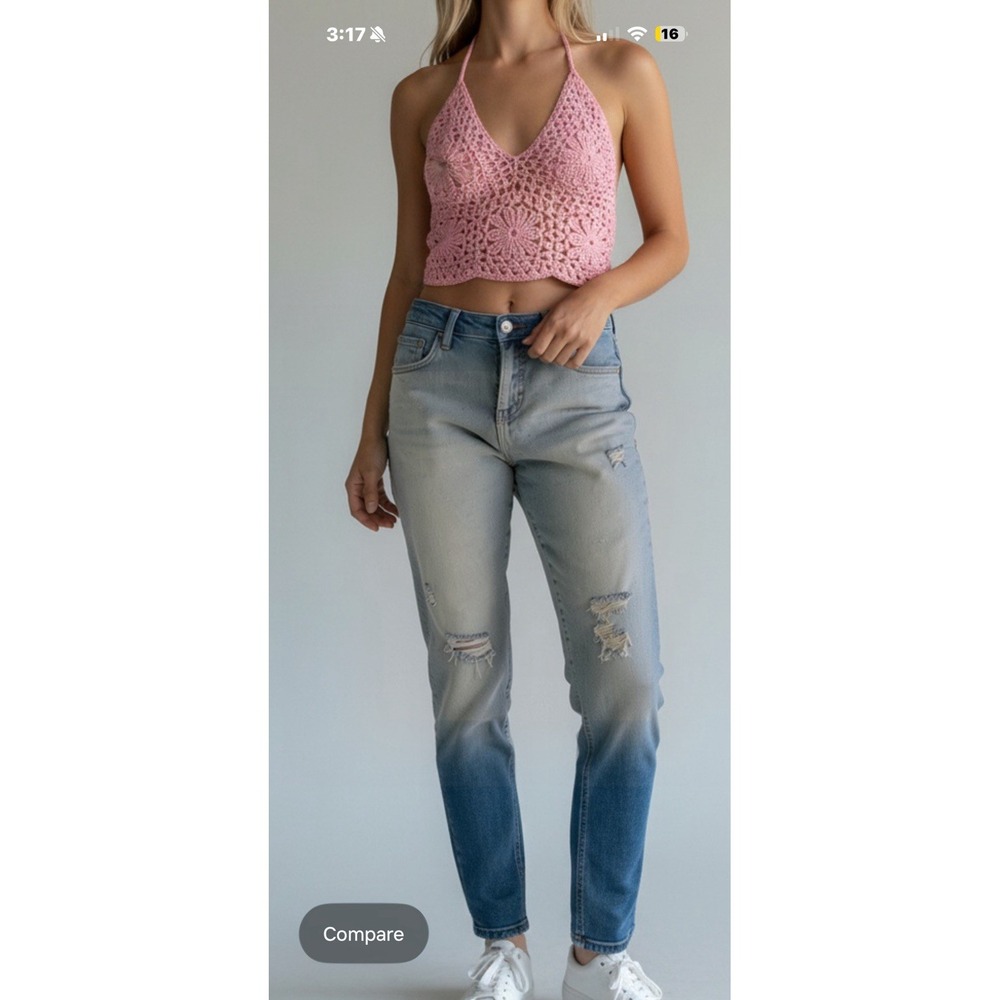 Lularoe Magic Waist Distressed Denim Jeans Womens 28 Comfort Pants